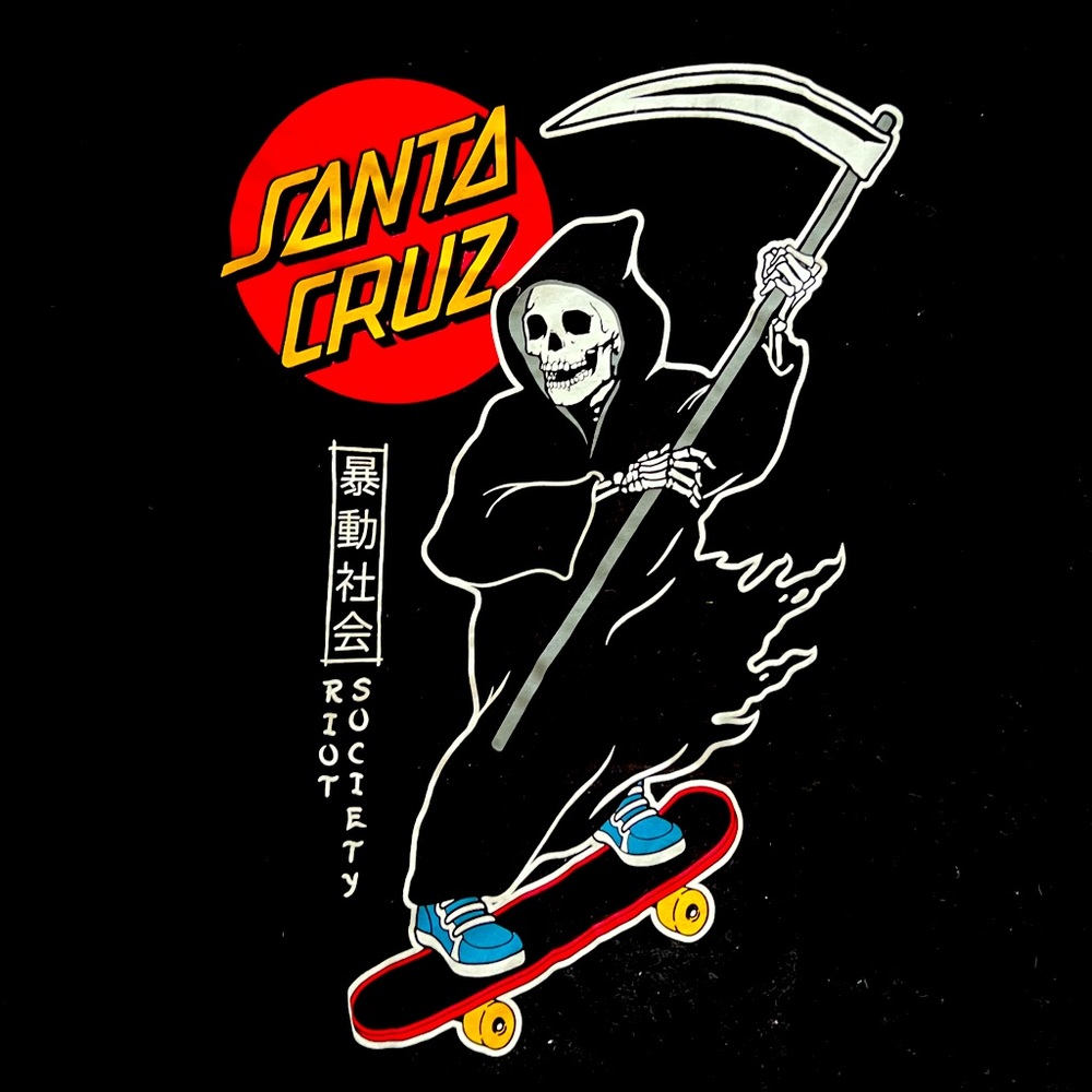 🛹💀 Santa Cruz Skate Shop Riot Society Short Sleeve Black T-shirt